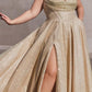 Ladivine CD252 Floor Length Lace Up Glitter A-Line Ball Gown