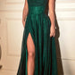 Ladivine CD252 Floor Length Lace Up Glitter A-Line Ball Gown