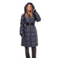 Cyrus Genuine Fur Trim Down Fill Coat in Navy