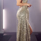 Ladivine CD258 Floor Length Iridescent Fitted Sequin Gown