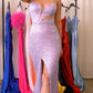 Ladivine CD259 Long Sequin Fitted Gown with Cut Outs and Slit