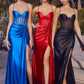 Cinderella Divine CD285 Floor Length Sweetheart Satin Corset Gown