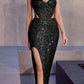 Ladivine CD288 Floor Length Fitted Sequin Cut Out Gown