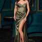 Ladivine CD295 Long Daisy Motif Embellished Bodice Satin Corset Gown