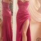 Ladivine CD295 Long Daisy Motif Embellished Bodice Satin Corset Gown