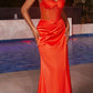 Ladivine CD295 Long Daisy Motif Embellished Bodice Satin Corset Gown