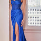 Ladivine CD295 Long Daisy Motif Embellished Bodice Satin Corset Gown