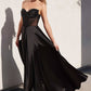 Ladivine CD297 Dress Strapless Beaded Satin A-Line Prom Gown