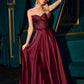 Ladivine CD297 Dress Strapless Beaded Satin A-Line Prom Gown