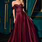 Ladivine CD297 Dress Strapless Beaded Satin A-Line Prom Gown