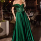 Ladivine CD297 Dress Strapless Beaded Satin A-Line Prom Gown