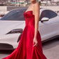 Ladivine CD297 Dress Strapless Beaded Satin A-Line Prom Gown