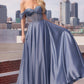 Ladivine CD297 Dress Strapless Beaded Satin A-Line Prom Gown