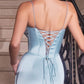 Ladivine CD306 Long Embellished Fitted Satin Corset Dress