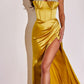 Ladivine CD306 Long Embellished Fitted Satin Corset Dress