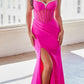 Ladivine CD307 Long Fitted Glittered Gown with Crystal Details and Slit