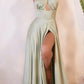 Ladivine CD323 Long Interchangeable Strap Satin A-Line Dress