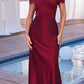 Ladivine CD325 Floor length Off the Shoulder A-Line Satin Dress