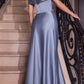 Ladivine CD325 Floor length Off the Shoulder A-Line Satin Dress