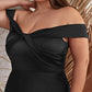 Ladivine CD325 Floor length Off the Shoulder A-Line Satin Dress