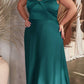 Ladivine CD325 Floor length Off the Shoulder A-Line Satin Dress