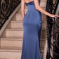 Ladivine CD326 Long Strapless Soft Satin Dress Boned Bodice