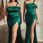 Ladivine CD327 Long One Shoulder Satin Draped Dress