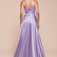 Ladivine CD337 Long A-Line Slit Satin Bustier Dress