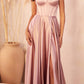 Ladivine CD337 Long A-Line Slit Satin Bustier Dress