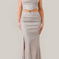 Ladivine 350 Long Two-Piece Glitter Corset Slit Dress