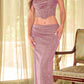 Ladivine 350 Long Two-Piece Glitter Corset Slit Dress
