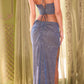 Ladivine 350 Long Two-Piece Glitter Corset Slit Dress