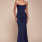 Ladivine CD355 Long Strapless Chiffon Scoop Neck Gown