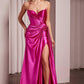 Ladivine CD379 Dress Strapless Fitted Structured Satin Gown