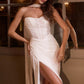 Ladivine CD383W Fitted Chiffon Bridal Gown Strapless Scoop Neck