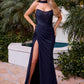 Ladivine CD383 Strapless Chiffon Fitted Draped Dress