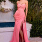Ladivine CD384 Dress Strapless Draped Fitted Prom Gown