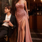 Ladivine CD384 Dress Strapless Draped Fitted Prom Gown