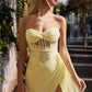 Ladivine CD384 Dress Strapless Draped Fitted Prom Gown
