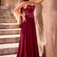 Ladivine CD386 Strapless Curved Neckline Boned Bodice A-line Gown