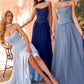 Ladivine CD386 Strapless Curved Neckline Boned Bodice A-line Gown