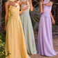 Ladivine CD386 Strapless Curved Neckline Boned Bodice A-line Gown