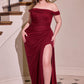 Ladivine CD387C Formal Soirées Off Shoulder Ruched Bodice Plus Size Dress