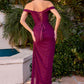Ladivine CD387 Formal Soirées Off Shoulder Ruched Bodice Evening Dress