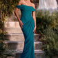 Ladivine CD387 Formal Soirées Off Shoulder Ruched Bodice Evening Dress