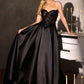 Ladivine CD389 Long A-Line Mikado Skirt Strapless Formal Dress
