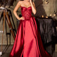 Ladivine CD389 Long A-Line Mikado Skirt Strapless Formal Dress
