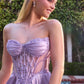 Ladivine CD389 Long A-Line Mikado Skirt Strapless Formal Dress