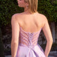 Ladivine CD389 Long A-Line Mikado Skirt Strapless Formal Dress