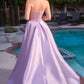 Ladivine CD389 Long A-Line Mikado Skirt Strapless Formal Dress